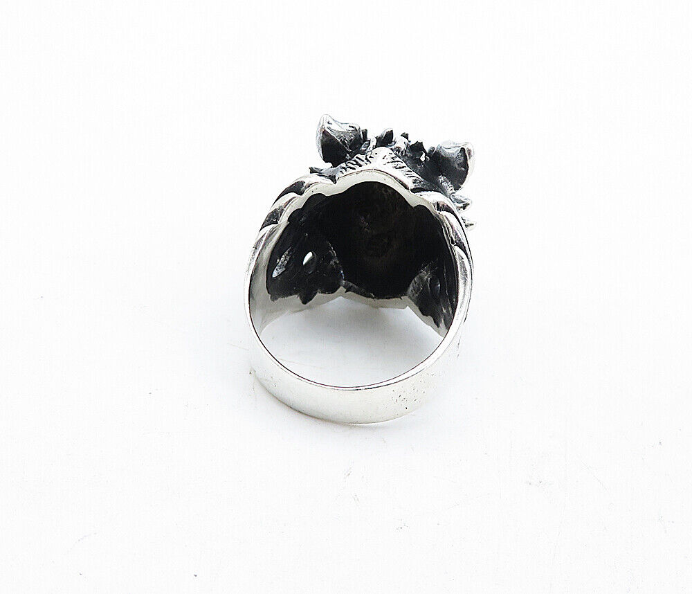 925 Sterling Silver  Vintage Sculpted Wolf's Head Band Ring Sz 12  RG5364