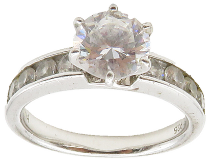 925 Sterling Silver  Prong Set Cubic Zirconia Solitaire Ring Sz 7  RG15338