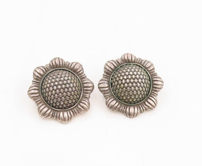 925 Sterling Silver Vintage Earrings JOHN HARDY Woven Sunflower Clip On  EG13790