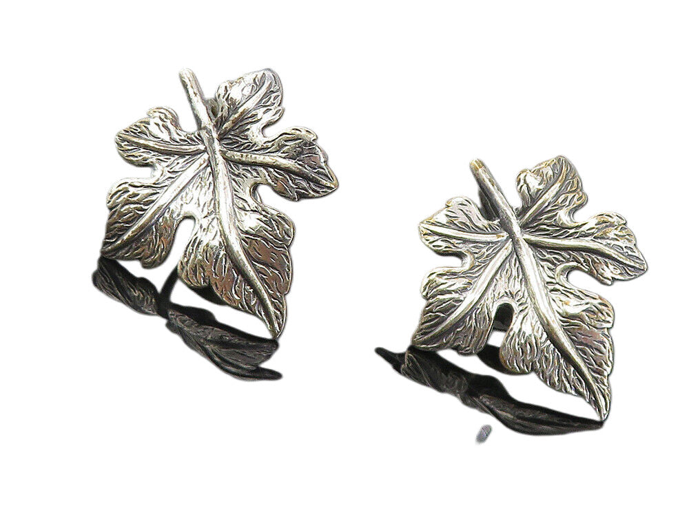 DANECRAFT 925 Sterling Silver  Vintage Floral Leaf Non Pierce Earrings  EG4183