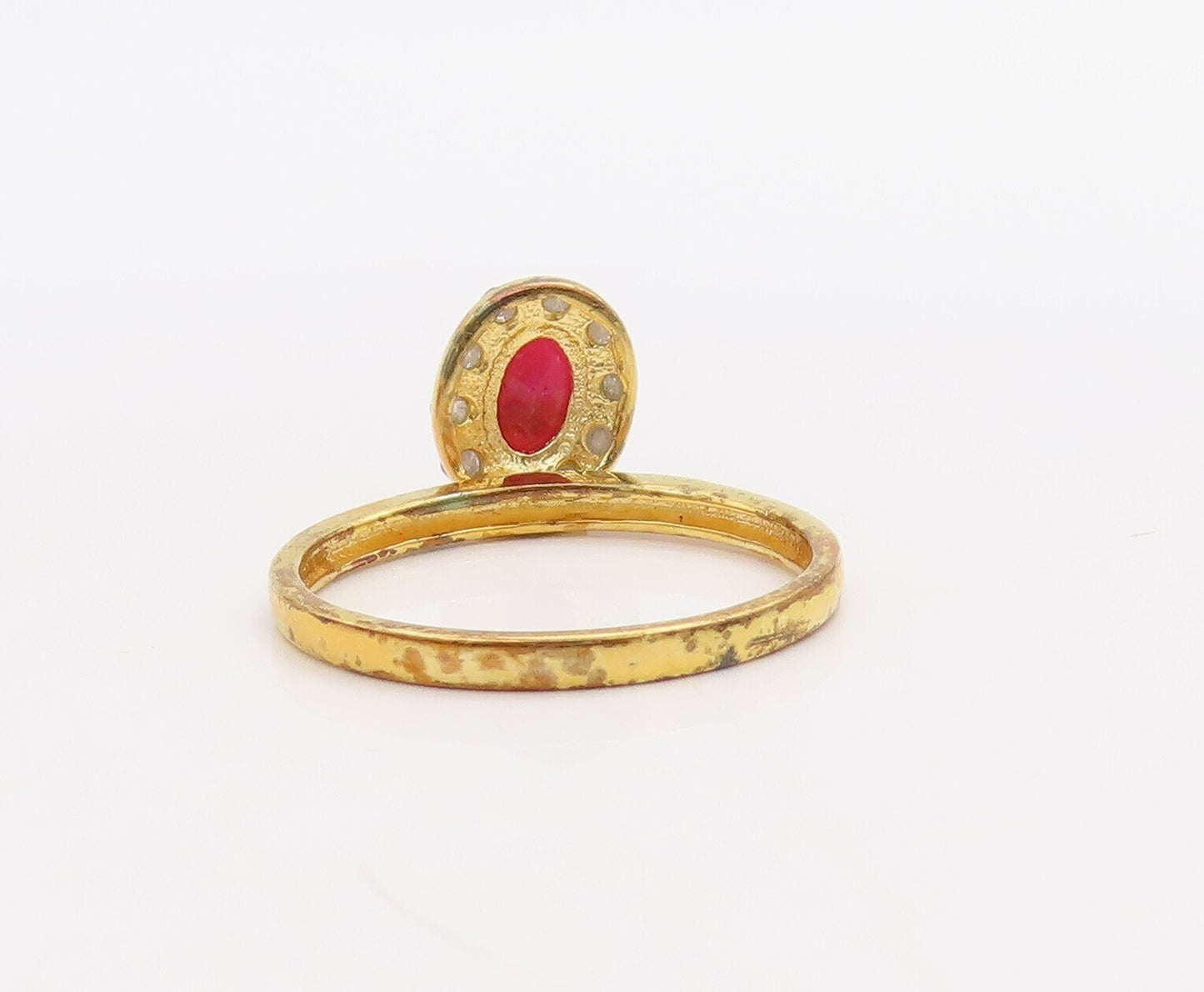 925 Sterling Silver Vintage Ring Gold Plated Diamonds & Gemstones  Sz 8  RG30536
