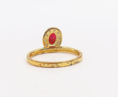 925 Sterling Silver Vintage Ring Gold Plated Diamonds & Gemstones  Sz 8  RG30536
