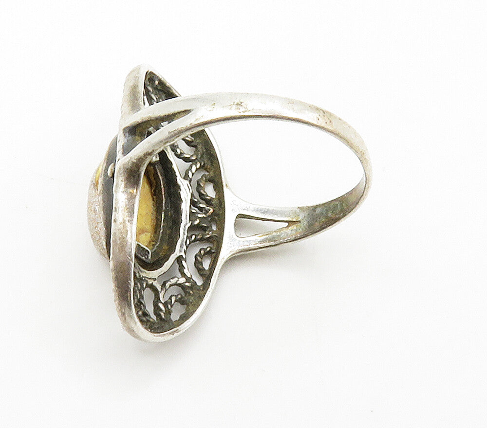 925 Sterling Silver  Vintage Open Twist Dome Cocktail Ring Sz 10  RG15048