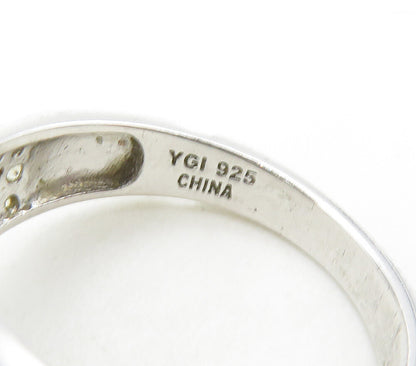 925 Sterling Silver  Topaz Two Tone Flower Motif Cocktail Ring Sz 6  RG16765