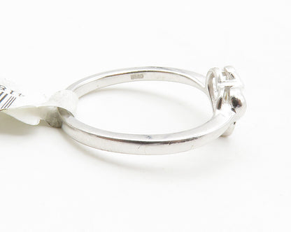 925 Sterling Silver  Petite Citrine Shiny Love Heart Band Ring Sz 7  RG12899
