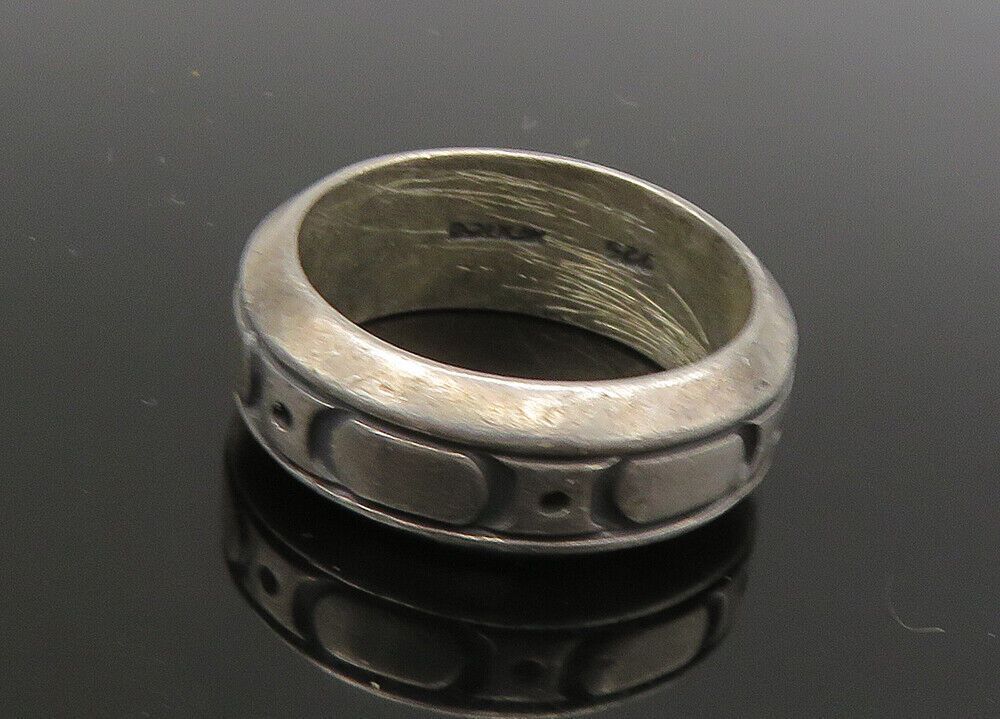 MEXICO 925 Sterling Silver  Vintage Oxidized Pattern Band Ring Sz 10  RG22969