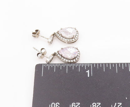 925 Sterling Silver Vintage Earrings Two Shape Sparkling CZ  Pear Drops  EG13707
