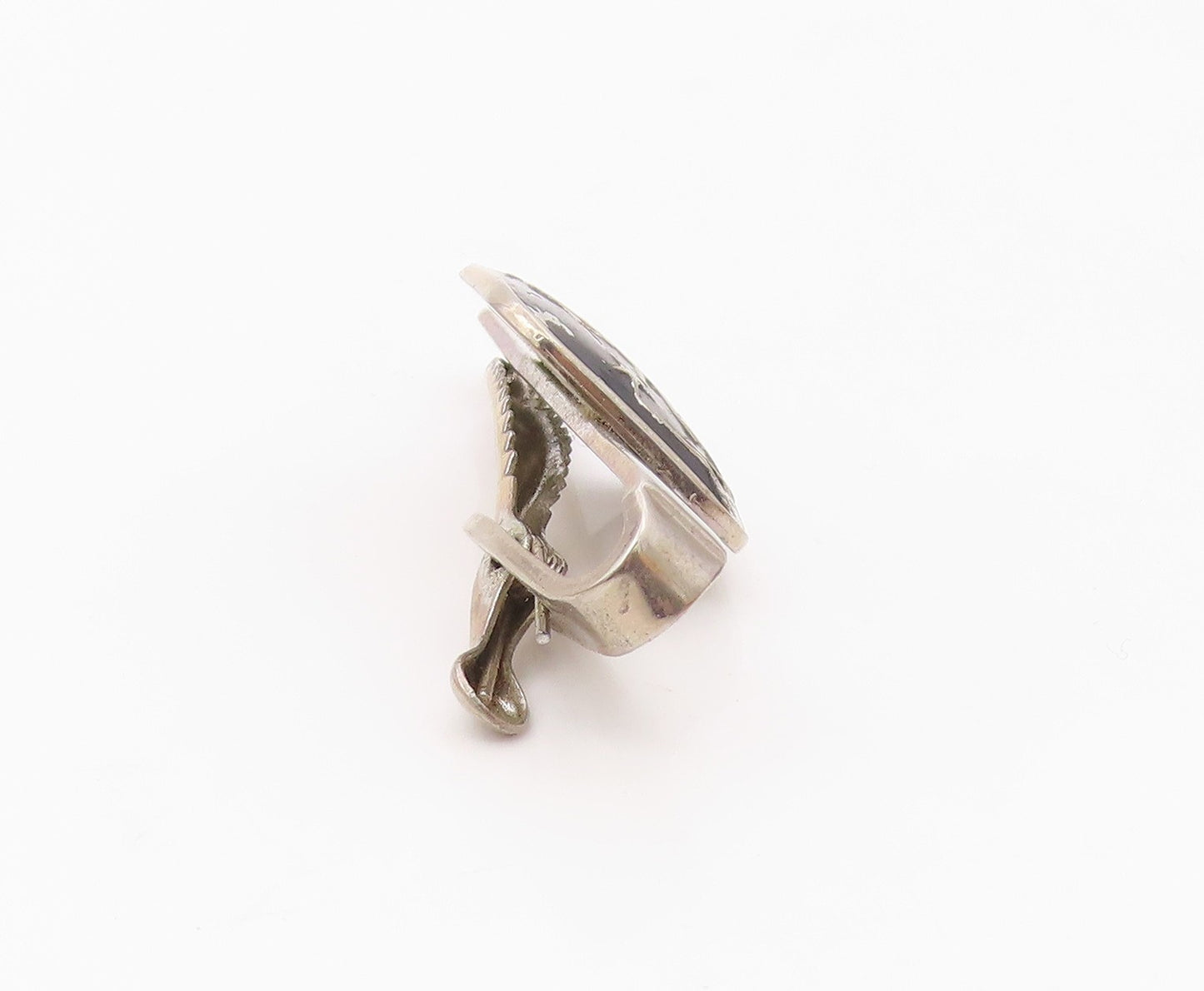 925 Sterling Silver  Vintage Shiny Black Enamel Dancer Tie Clip  TR3263