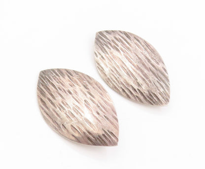 925 Sterling Silver Vintage Earrings MEXICO Etched Marquise Shape Leaf  EG14038
