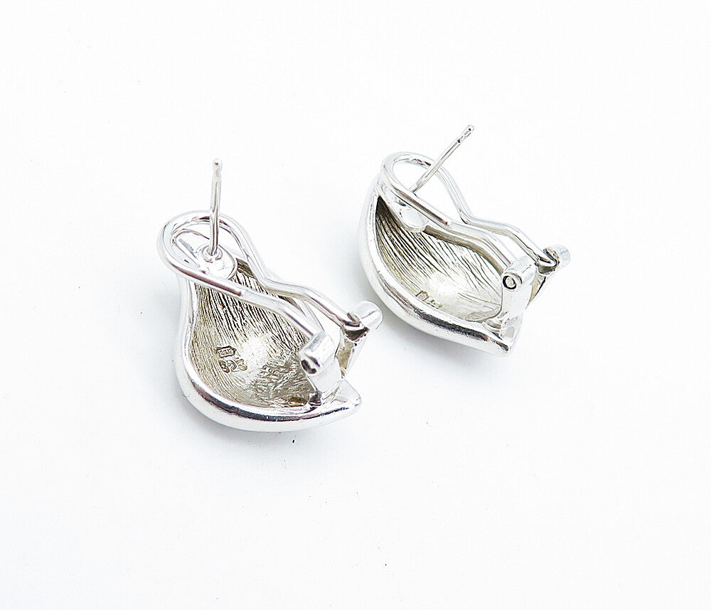 925 Sterling Silver  Vintage Shiny Enamel Coated Detail Drop Earrings  EG2526