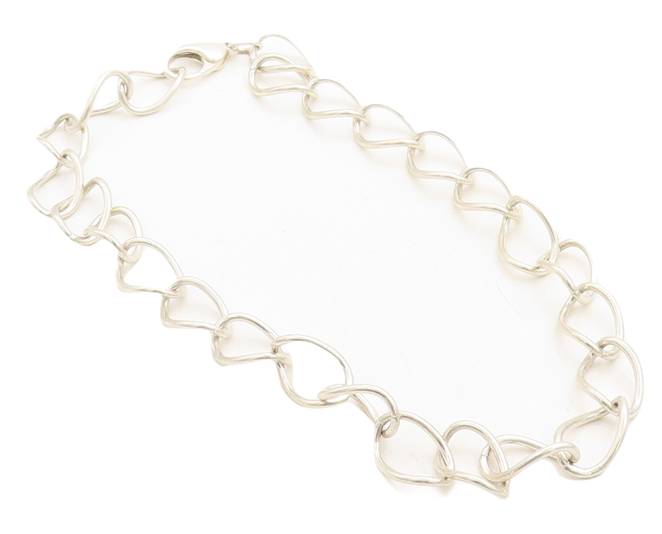 925 Sterling Silver  Shiny Minimalist Curved Oval Link Chain Necklace  NE1478