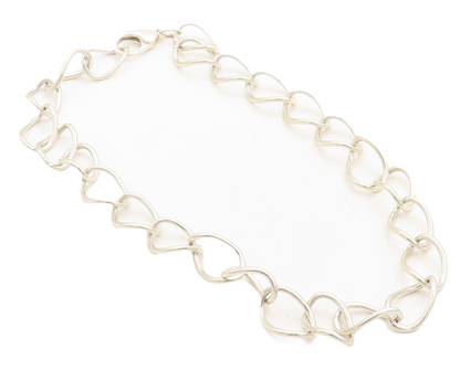 925 Sterling Silver  Shiny Minimalist Curved Oval Link Chain Necklace  NE1478
