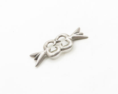 NAVAJO 925 Sterling Silver  Vintage Shiny Open Bow Tie Motif Brooch Pin BP7681