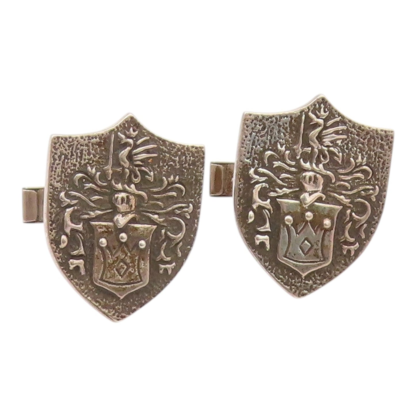 925 Sterling Silver  Vintage Carved Royal Emblem Cuff Links  TR3425