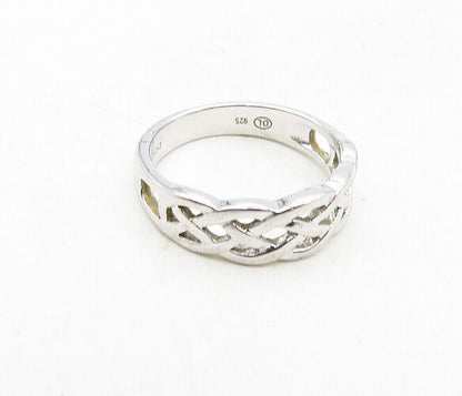 925 Sterling Silver   Shiny Open Celtic Knot Design Band Ring Sz 6  RG9201