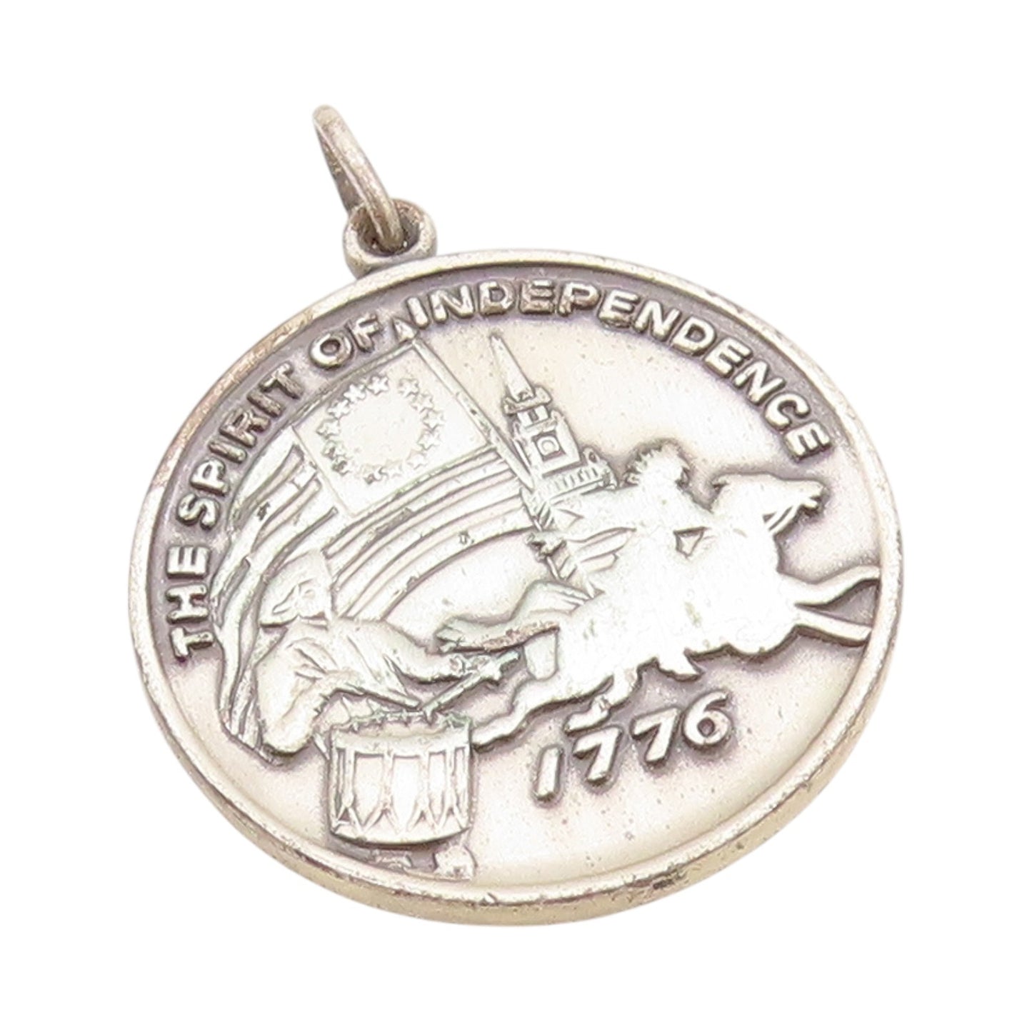 925 Sterling Silver Vintage Pendant Antique Spirit Of '1776" Medallion  PT24375