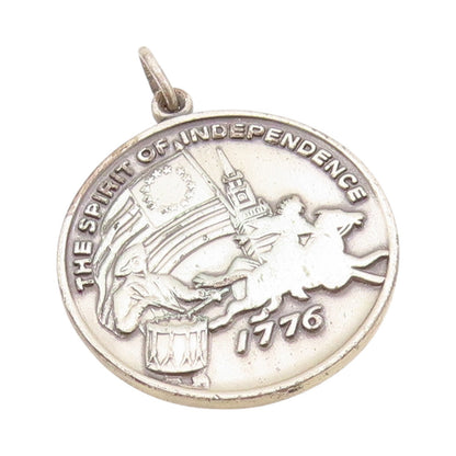 925 Sterling Silver Vintage Pendant Antique Spirit Of '1776" Medallion  PT24375
