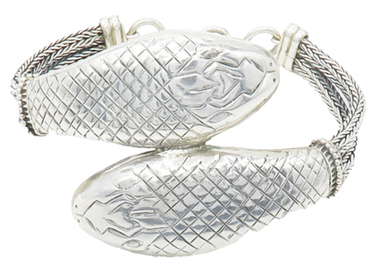 925 Sterling Silver  Vintage Shiny Snake's Head Wheat Chain Bracelet  BT5431