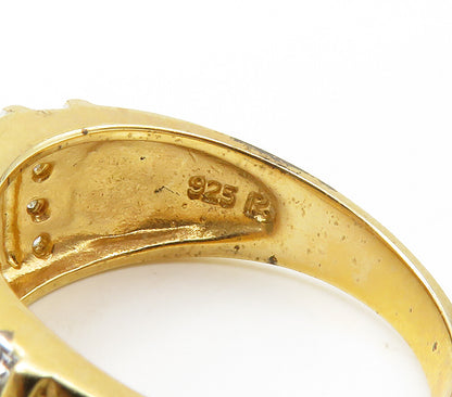 ROSS SIMON 925 Silver  Genuine Diamonds Gold Plated Band Ring Sz 8  RG15459