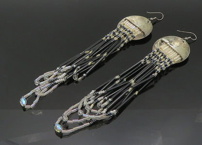 SOUTHWESTERN 925 Silver Vintage Black Onyx & Multi Stone Earrings EG10338