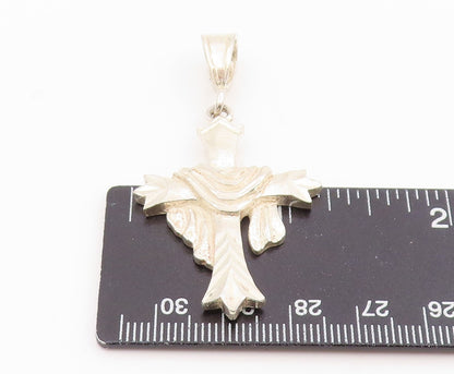 925 Sterling Silver Vintage Pendant Modernist Draped Religious Cross  PT26211