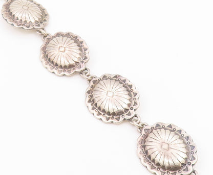 925 Sterling Silver Vintage Bracelet SOUTHWESTERN Floral Concho Link  BT12201