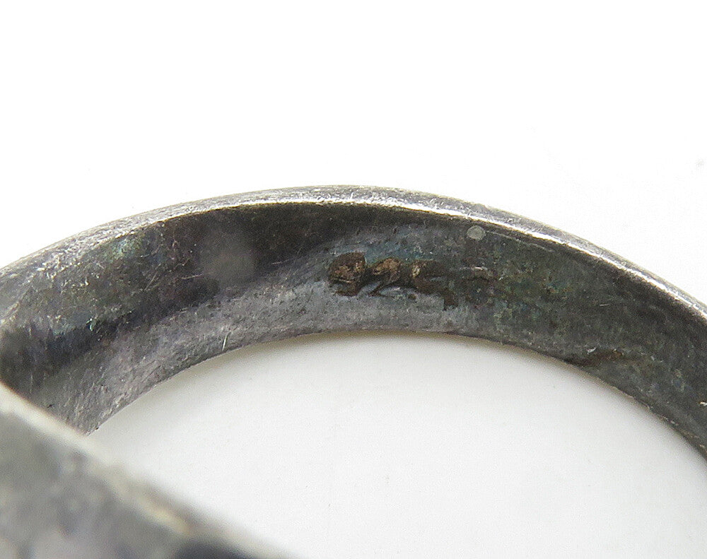 925 Sterling Silver  Vintage Dark Tone Open Smooth Band Ring Sz 6.5  RG16145