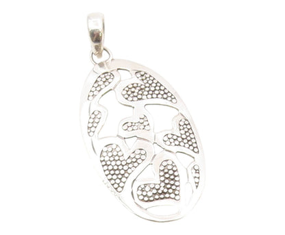 925 Sterling Silver  Vintage Shiny Love Hearts Cutout Oval Pendant  PT16866
