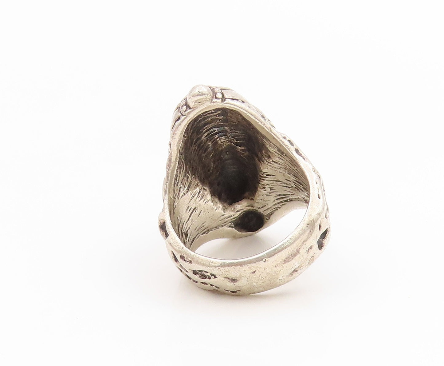 925 Sterling Silver Vintage Ring Carved Samurai Warrior Head Band  Sz 9  RG34517