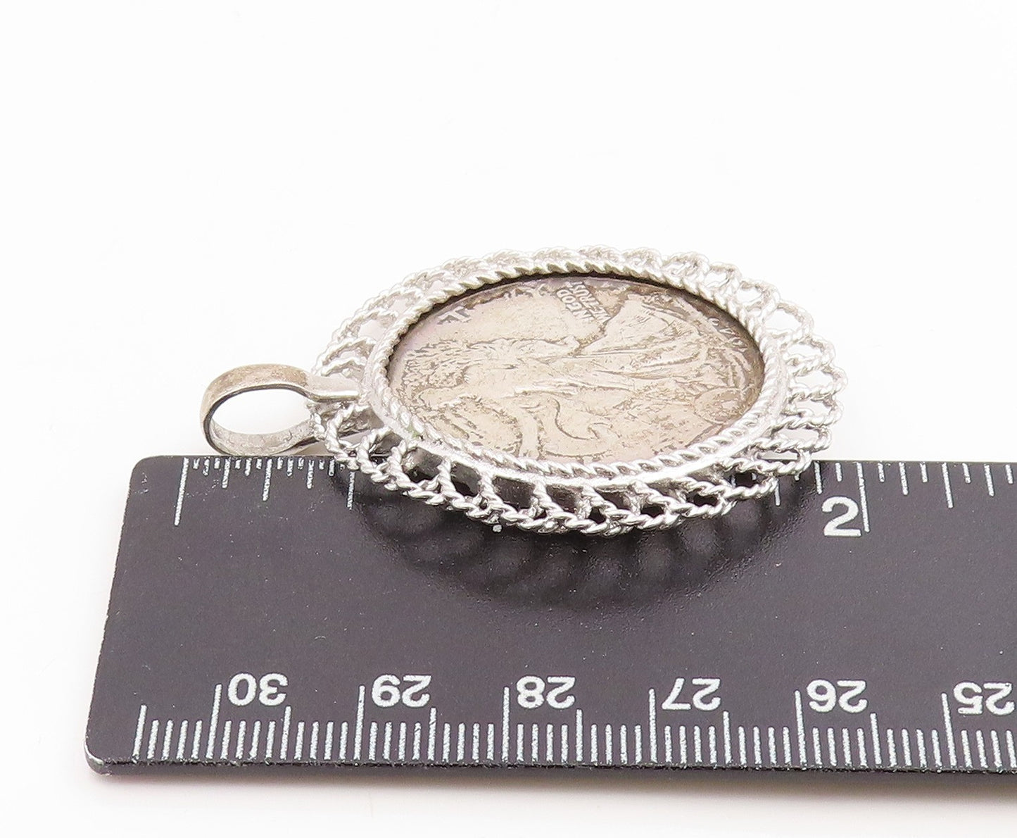 925 Sterling Silver Vintage Pendant Walking Liberty Coin Half Dollar  PT25935