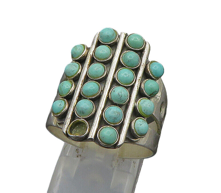 DTR JAY KING 925  Silver  Vintage Cabochon Turquoise Band Ring Sz 10  RG24088