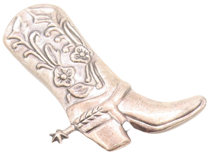 925 Sterling Silver Vintage Brooch Pin Solid Floral Design Carved Boots  BP11332