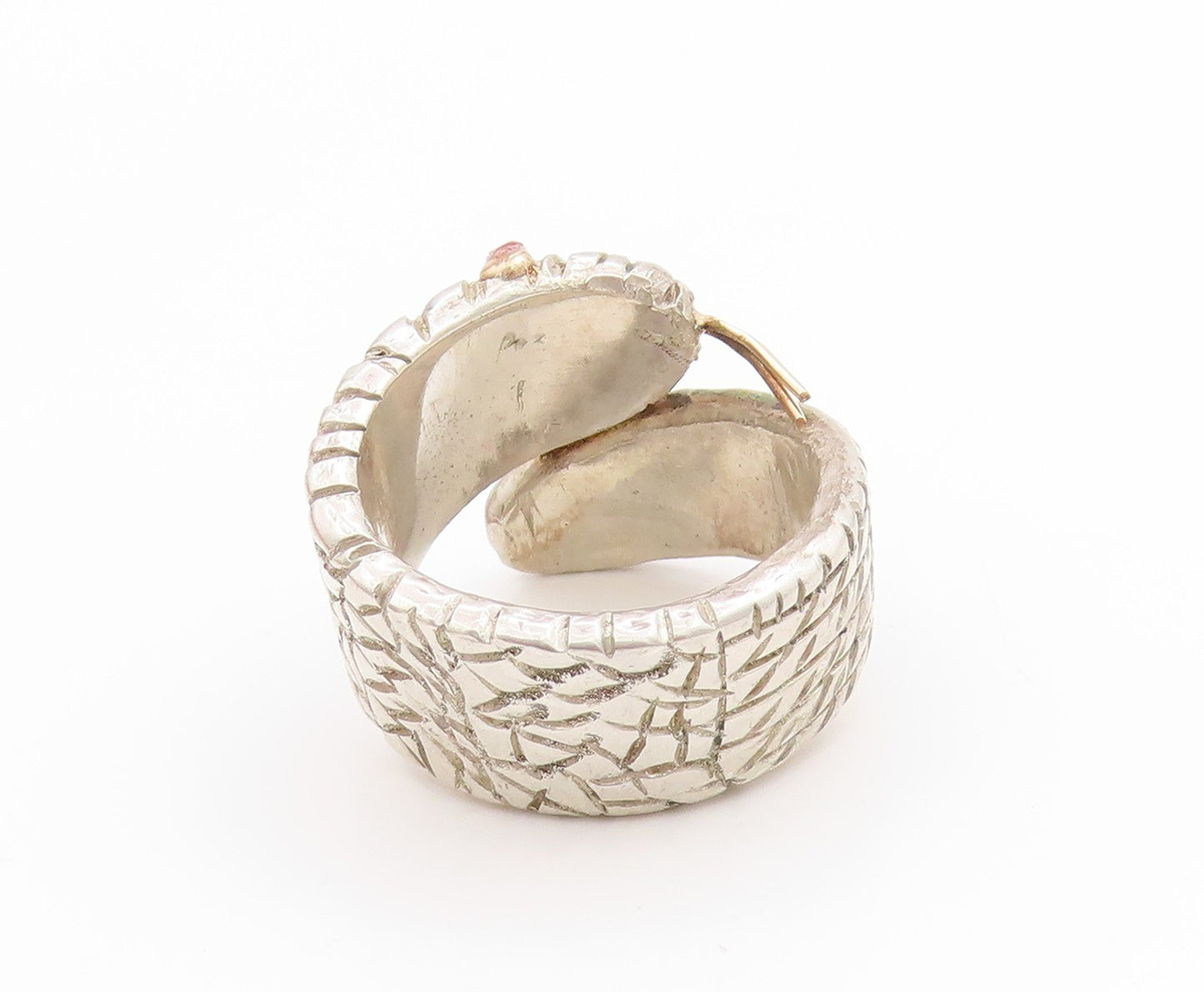 925 Sterling Silver Vintage Ring Gemstone Eyed Cobra Snake Heavy  Sz 12  RG33457
