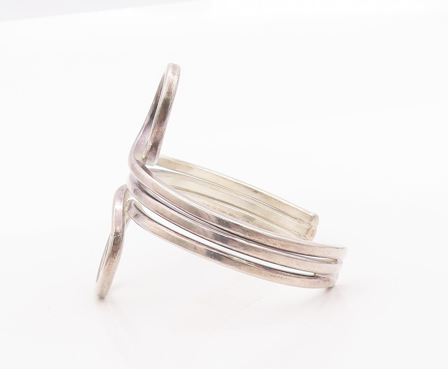 925 Sterling Silver Vintage Bracelet MEXICO Cutout Swirled Loop Cuff  BT10350