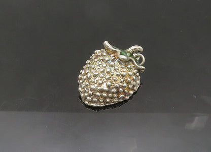 925 Sterling Silver  Vintage Enamel Strawberry Fruit Motif Pendant  PT17530