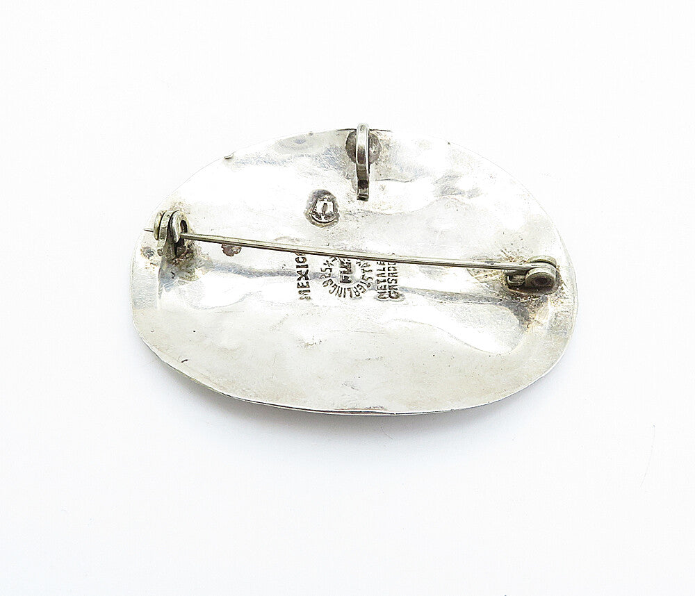 METALES CASADOS 925 Sterling Silver  Vintage Jasper 2 Tone Brooch Pin  BP2830