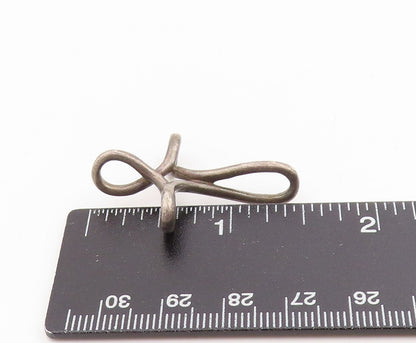 925 Sterling Silver Vintage Pendant Dark Tone Twisted Religious Cross  PT25271