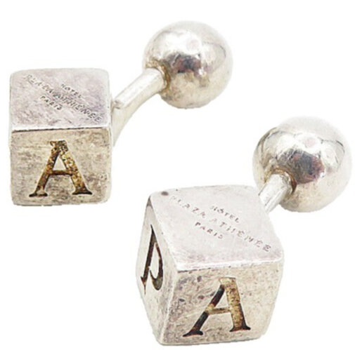 PARIS 925 Sterling Silver  Vintage Shiny Petite France Block Cuff Links  TR1377