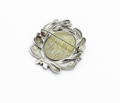 925 Sterling Silver  Vintage Antique Two Tone Woman's Face Brooch Pin  BP2475