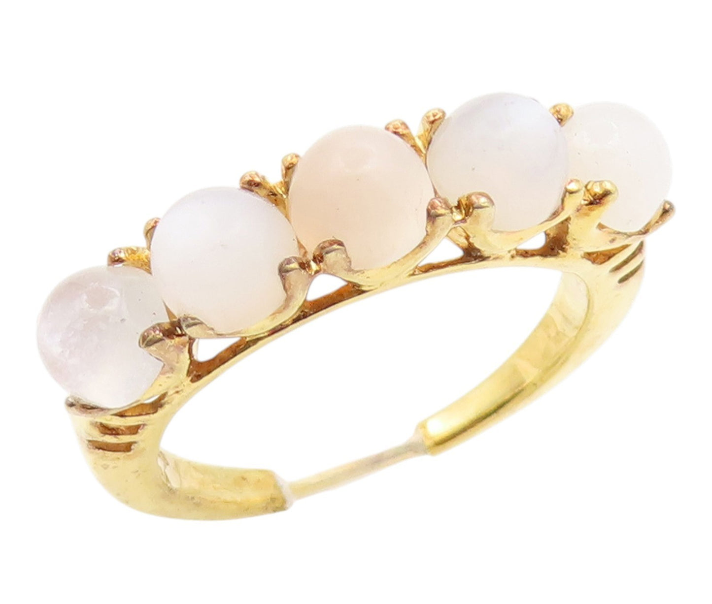 925 Sterling Silver Vintage Ring Gold Plated Round Moonstone Band  Sz 7  RG36233