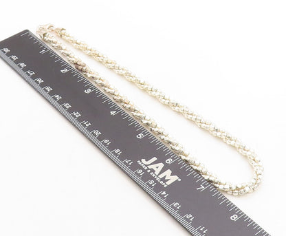 925 Sterling Silver Shiny Petite Beaded Multi Strand Chain Necklace NE1104