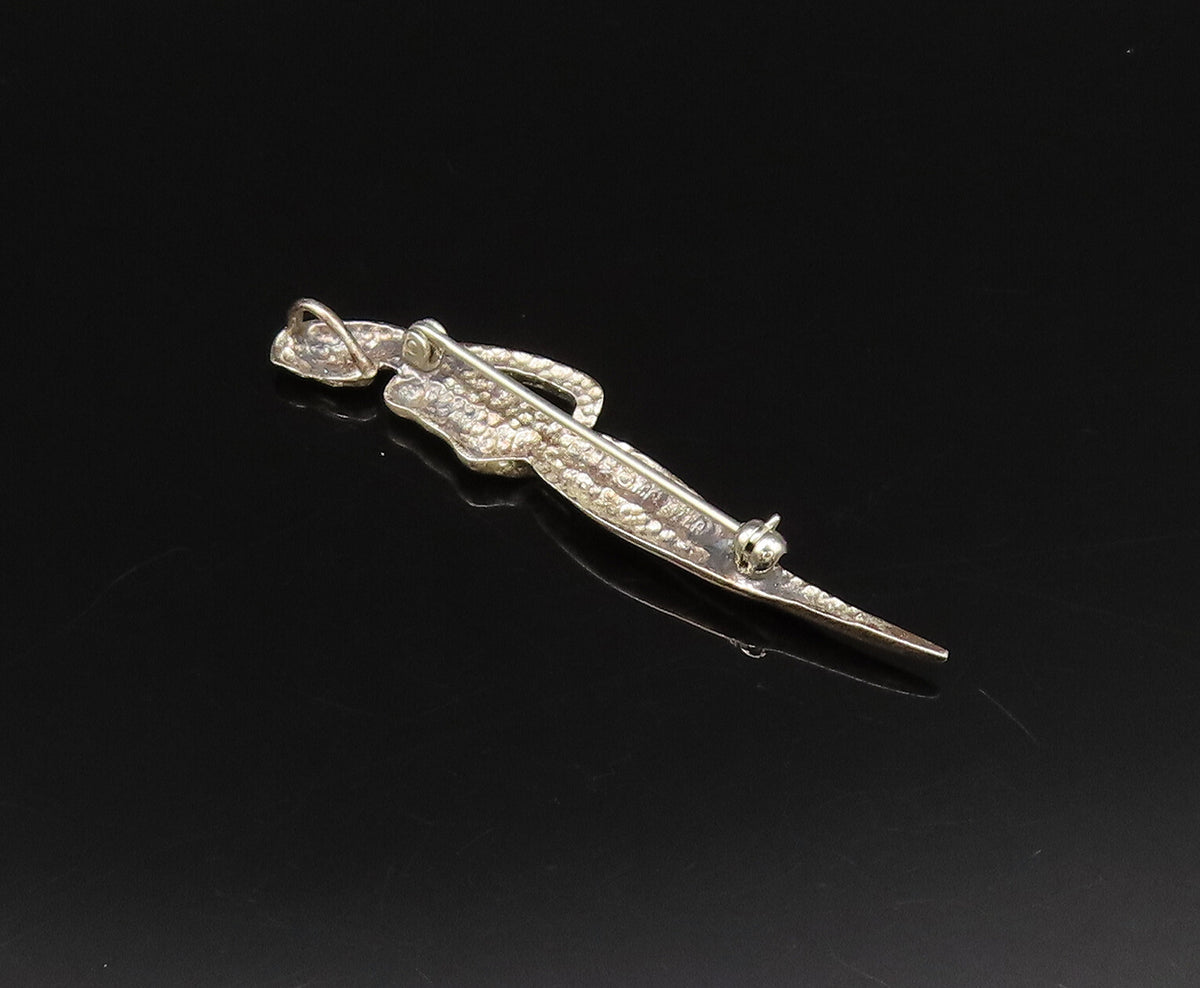 925 Silver  Vintage Mother & Child Love Skinny Pointed Brooch Pin  BP9954