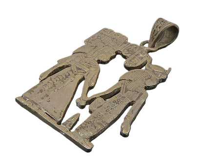 MIDDLE EAST 925 Silver  Vintage Egyptian Pharaoh Holding Hand Pendant  PT19762
