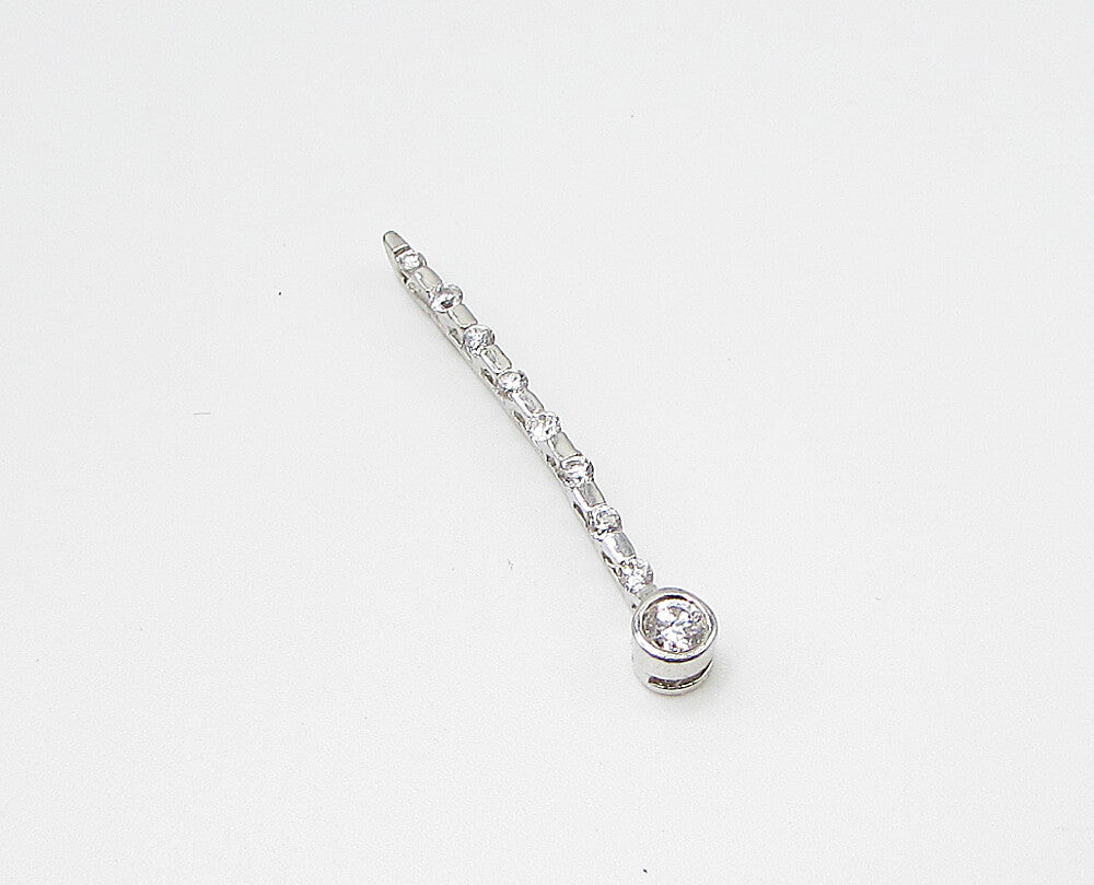 925 Sterling Silver  Long White Cubic Zirconia Slider Drop Pendant  PT2134