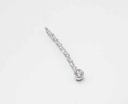 925 Sterling Silver  Long White Cubic Zirconia Slider Drop Pendant  PT2134