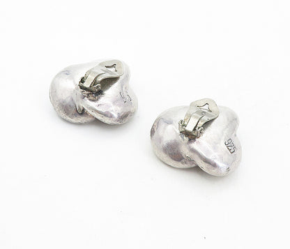 925 Sterling Silver  Vintage Hollow Pretzel Knot Non Pierce Earrings  EG3984
