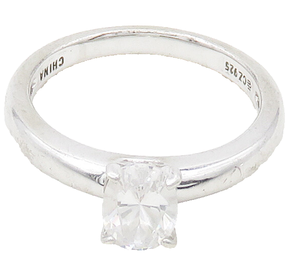 925 Sterling Silver  Oval Cut Topaz Shiny Smooth Solitaire Ring Sz 7  RG16633