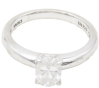 925 Sterling Silver  Oval Cut Topaz Shiny Smooth Solitaire Ring Sz 7  RG16633