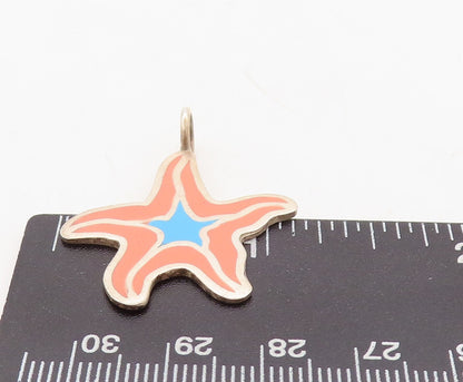 925 Sterling Silver Vintage Pendant Designer Cutout Enameled Star Fish  PT23628