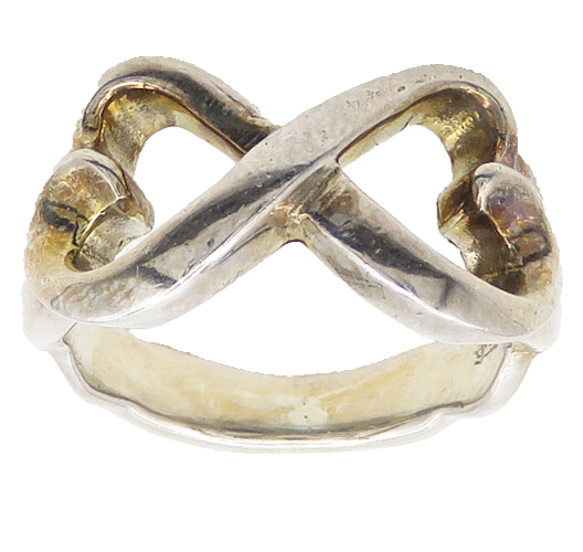 925 Sterling Silver  Vintage Shiny Infinity Love Heart Band Ring Sz 6  RG18449